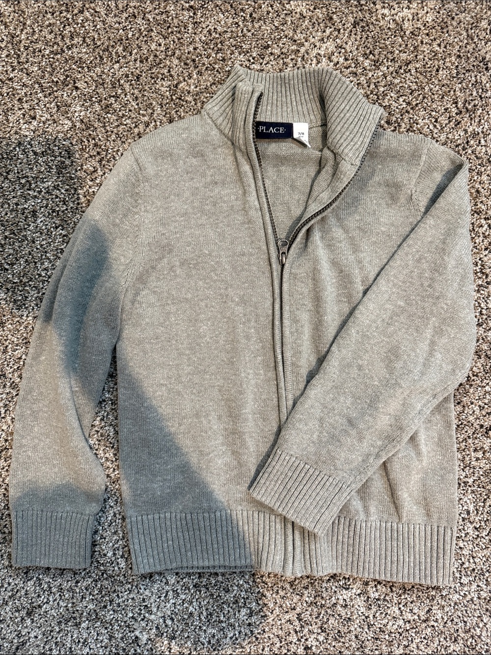 The Children's Place Gray Full-Zip Knit Sweater
